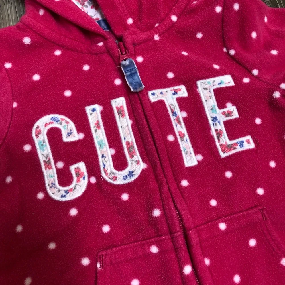 CARTERS HOODED FLEECE JUMPSUIT PINK 3MO